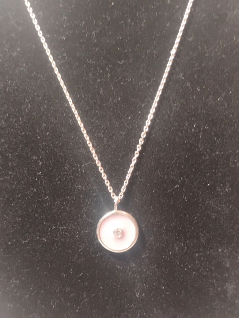Pandora Lavender Enamel Disc Promise Necklace • Sterling Silver • EUC